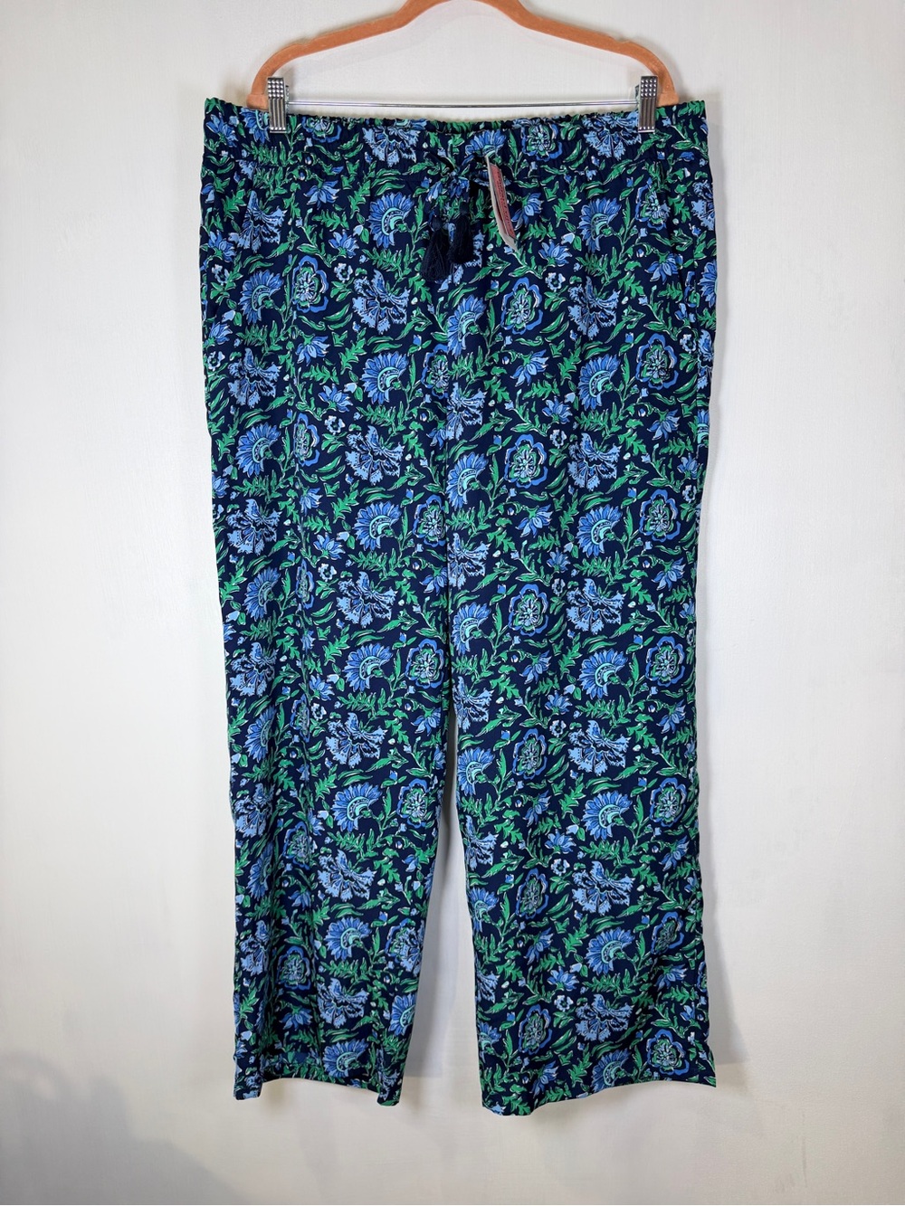 Vineyard Vines Navy Blue and Green Floral Wide Leg Pants